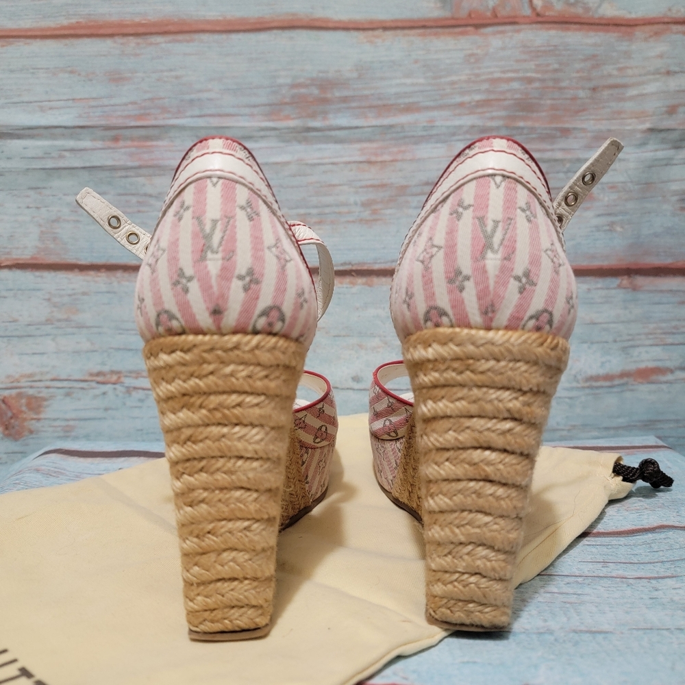 Authentic Louis Vuitton Monogram Wedge shoes Size 7.5 - Picture 8 of 15